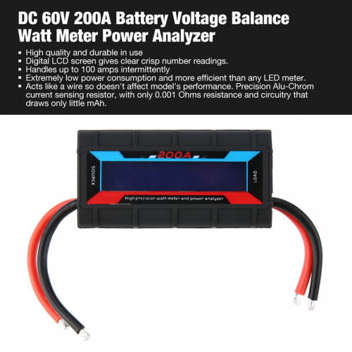 DC 60V 200A Battery Volt,Watt, Power Meter 16 CarbonFreeHeat USA